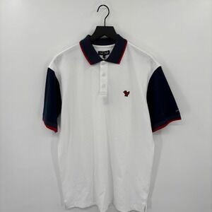 Bad Birdie Pique Polo Shirt Mens Small White Navy Colorblock Golf Desinger NEW